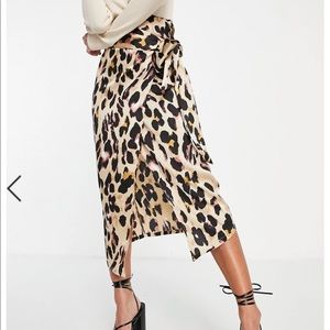 Never Fully Dressed Leopard Print Silk Midi Skirt